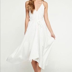 Love Stitch White Cotton Midi Dress